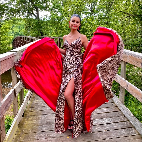 Mori Lee Madeline Gardner dress cheetah and red dress!! Size 6 - Picture 2 of 8